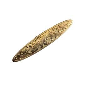 Vtg 1928 Bar Brooch Pin Art Nouveau Gold Tone Oblong Scroll 2.5”